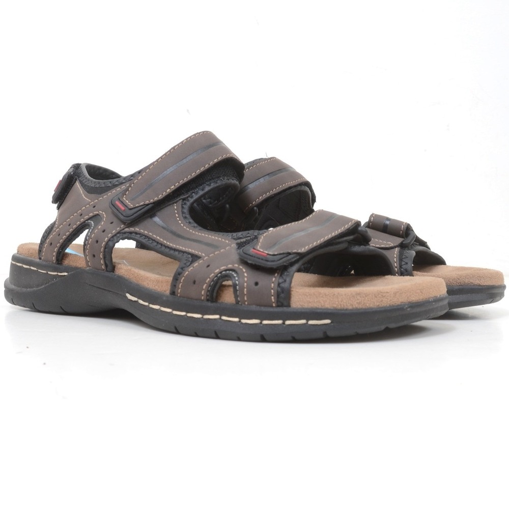 St John's Bay "BADGER" Men's DRY+ COOL Memory Foam Sandals Brown Size 10M